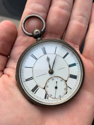 Antique J B Yabsley Solid Silver Pocket Watch