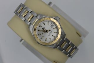 Tag Heuer Way1455.  Bd0922 Silver Aquaracer Watch Womens 18k Gold $3k Crystal