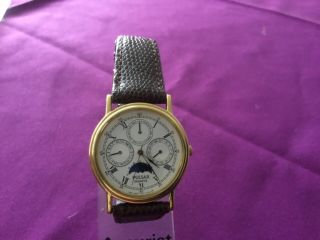Gents Vintage Pulsar Triple Date Moon Phase V33f - 6a50 Quartz Watch