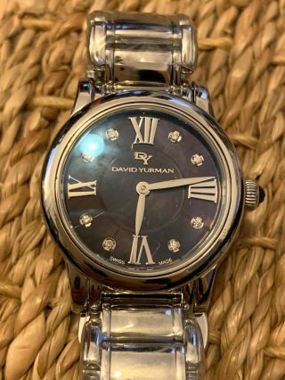 Authentic David Yurman Classic Ladies 30mm Quartz Watch Black Face With Diamonds