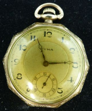 Antique Cyma Gold Filled Pocket Watch 17 Jewels