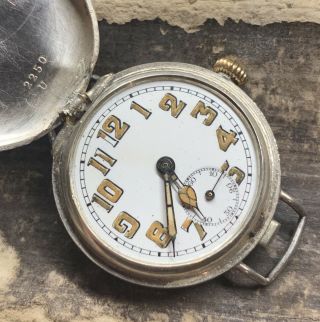 1916 Rolex Marconi Military Trench Watch W&d Screw Back Hunter Case