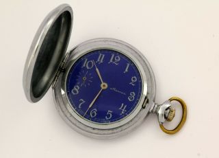 Very Rare Pocket Watch Molnija 3602 Ussr СССР Rare Blue Dial