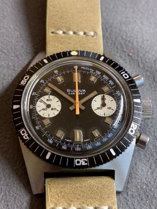 Bulova 666 Ft Vintage Chronograph Dive Diver Watch Valjoux 7733