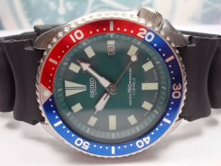 Seiko 150m Scuba Date Automatic Mens Watch 7002 - 7000,  Green/pepsi (jan 1993)