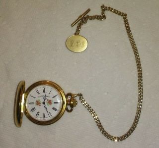 Vtg Sears & Roebuck Co.  Pocket Watch,  Swiss Made,  Roses On Face.  Ab