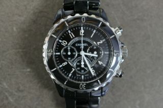 Chanel J12 Chronograph 41mm Black Ceramic And Steel Watch