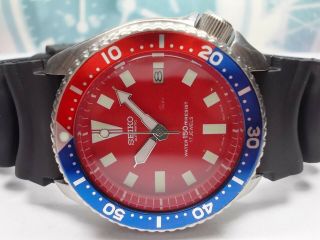 Seiko 150m Scuba Date Automatic Mens Watch 7002 - 7000,  Red/pepsi (nov 1992)