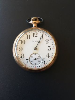 1913 Elgin 16s,  15j,  Open Face Antique Pocket Watch Runs