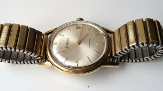 Mens Vintage Accurist Automatic Swiss 21j Gold Plated Waterproof Calendar Watch