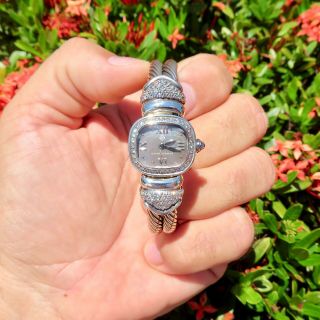$4995 Retail David Yurman Sterling Silver Mop Diamond Watch 6.  5 " Wrist