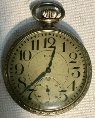 Elgin Pocket Watch C 1922,  17j,  16s,  In B&b Regal Case.  Does Not Work.
