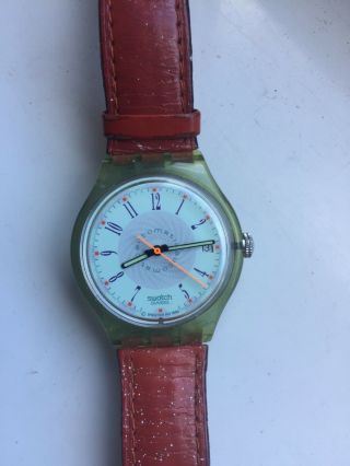 Swatch Automatic Watch 21 Jewels Resin Case With See - Through Back
