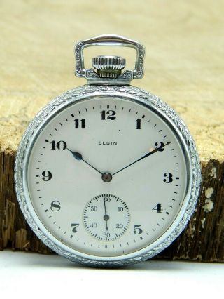 Vintage Antique 1921 Elgin 16 Size Pocket Watch 15 Jewel Grade: 313