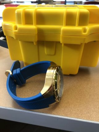 Invicta Gold 52mm Pro Diver With Royal Blue Band,  Case,  And Paperwork 2