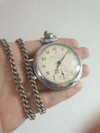 Vintage Ingersoll Ltd London Triumph Pocket Watch With Chain