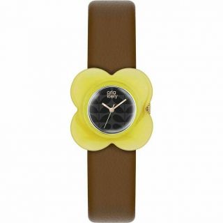 Orla Kiely Poppy Yellow Ladies Leather Strap Watch Ok2120 - Oknp