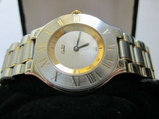 Must De Cartier 21 2tone 18k Gold Tone & Stainless Quartz Womens Watch 31mm 1330