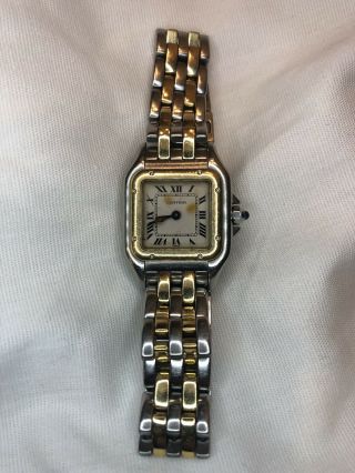 Cartier 1120 Panthere Two Tone Quartz Watch 18k Yellow Gold Non - See Info