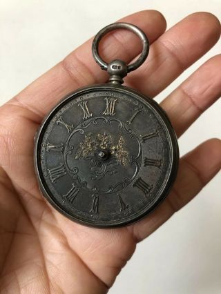 Vtg Antique Mens English Sterling Silver Pocket Watch Not Run Serial 85778