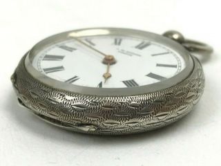 Vintage Solid Silver J.  W.  Benson Decorative Key Wind Fob Watch Spares or Repairs 4