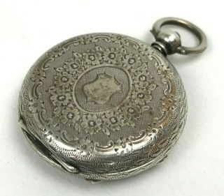 Vintage Solid Silver J.  W.  Benson Decorative Key Wind Fob Watch Spares or Repairs 5