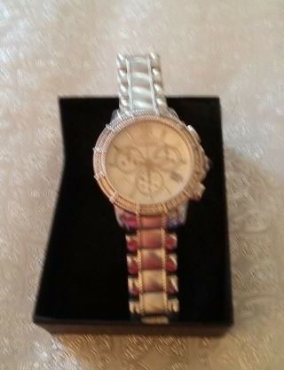 Judith Ripka Diamonique Mother - Of - Pearl Stainless Steel 7 " Bangle Watch Qvc $249