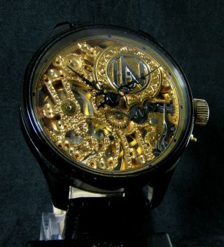 Ulysse Nardin Skeleton Antique Marine Chronometer Large Deco Watch Black Gold