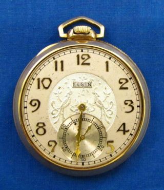 1937 Elgin Model 3 Grade 303 Size 12s 7 Jewel 10k Gold Filled Case Pocket Watch