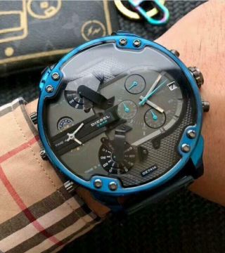 Mens Die Sel Dz7414 Watches Mr.  Daddy 2.  0 Chronograph Blue Stainless Steel Watch
