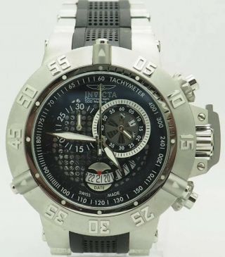 Mens Invicta 6228 Subaqua Swiss Chronograph Black Dial Black Steel Watch W/box