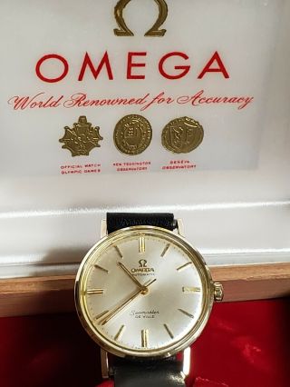 Vintage ' 60s 14K SS Omega Seamaster Deville Automatic Watch Pontiac 25 Yr Award 3