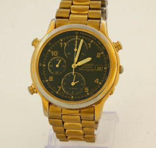 Vintage Seiko Quartz Water Resistant Wrist Watch Chronograph