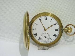 Vintage Swiss Made Half Hunter Pocket Watch Gold Filled Case G.  C Not