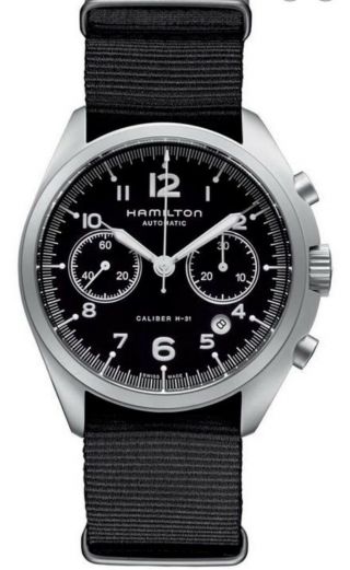 Hamilton Khaki Pilot Pioneer Automatic Chronograph Nwt $1900 Black Watch