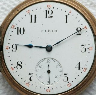 1908 Elgin Pocket Watch Grade 312 Model 6 Jewels 15j Size 16s Hunting Case B1078 3