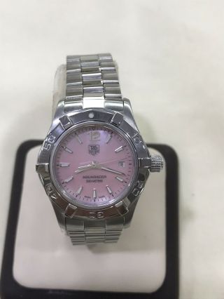 Tag Heuer Waf1418 Aquaracer Pink Mother Of Pearl Stainless Steel Date Watch