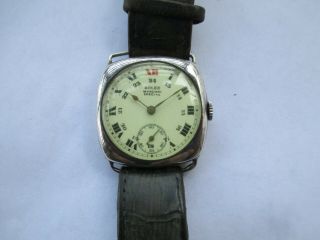 Vintage Ww1 Sterling Case Rolex Marconi Watch Porselan Dial