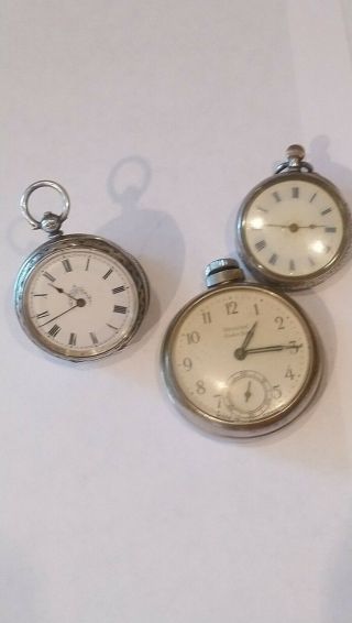 Three Pocket Watches 2 X Silver