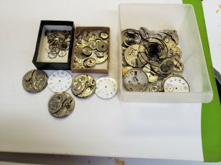 12 Size Waltham Pocket Watch Movement And Parts