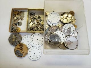 16 Size Elgin Pocket Watch Movement And Parts