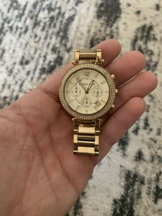 Michael Kors Womens Chronograph Parker Gold - Tone Stainless Steel Watch Mk5354