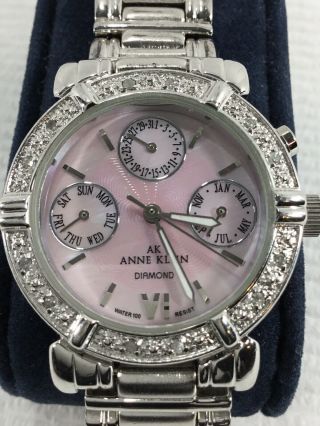 Ladies Anne Klein Diamond Accented 10/7899 Silver Tone Chronograph Watch