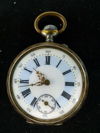 Antique Fancy Dial 0.  800 Silver Pocket Watch