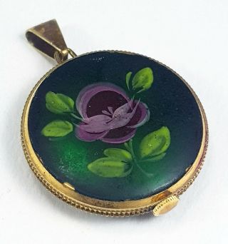 Antique Gubelin Gold Plated & Hand Painted Brooch Pendant Pocket Swiss Watch 8