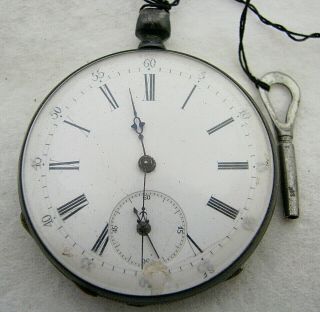 Antique Swiss German Silver Key Wind Pocket Watch Parts Repair