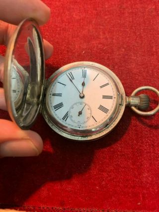 ANTIQUE / OLD FULL HUNTER GENTS POCKET WATCH.  935 FINE SILVER CASE.  NON MAGNETIC 3