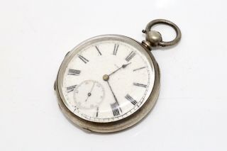 Antique Victorian Argent Solid Silver Key Wind Pocket Watch - Running 14794