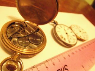 Antique Pocket Watches,  Waltham Mass Movement,  Silver,  Gold Filled.  Restore