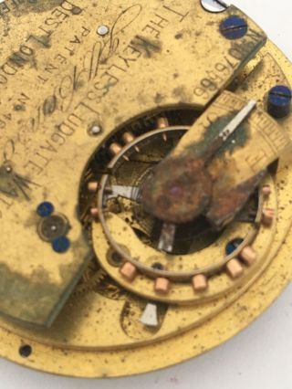Antique J.  W.  Benson London Pocket Watch Movement For Spares 5